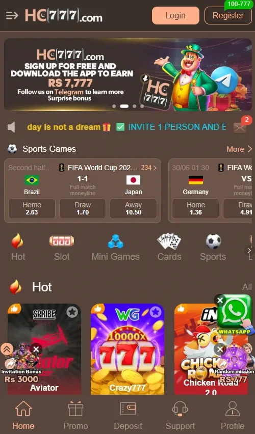 HC777 Game APK download Real money earning game in Pakistan with welcome bonus and fast withdrawals