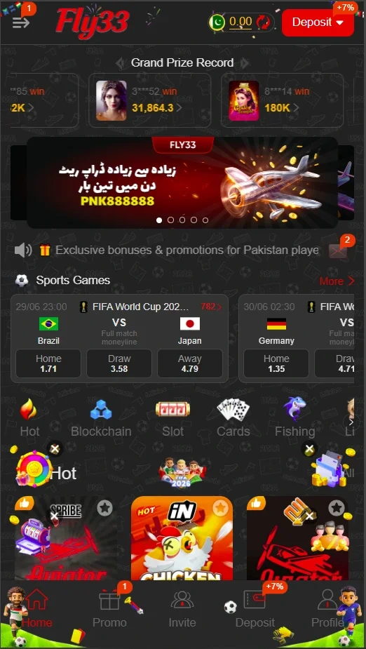 Fly33 Game APK banner with casino games, slots, bonuses, and real money earning in Pakistan | casinoshub.store